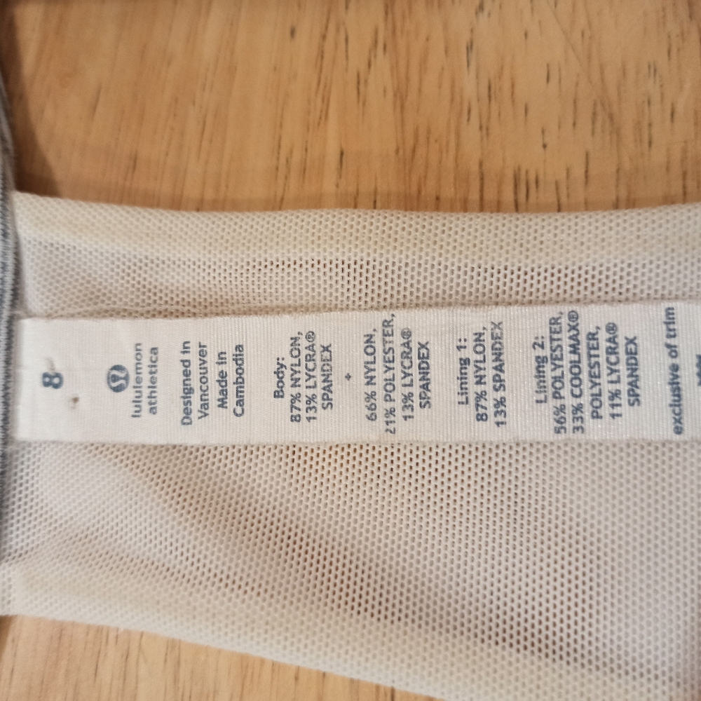 Lululemon Peach / Gray Racerback Tank Top Built In Shelf Bra Active Yoga Size 8 - Picture 5 of 14